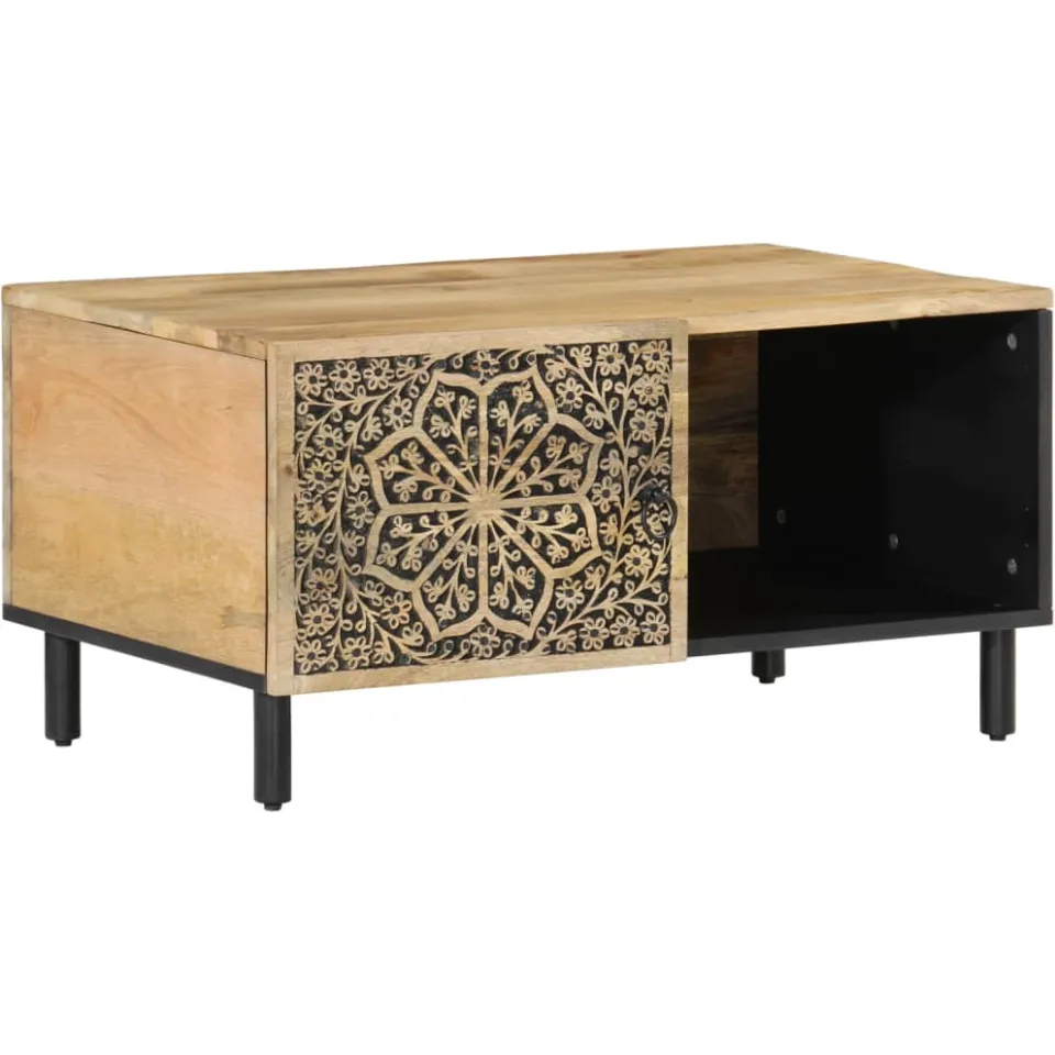 vidaXL Salontafel 80x50x40 cm massief mangohout bruin, foto 3