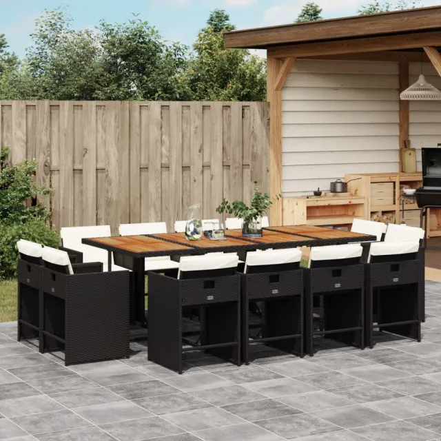 vidaXL 13-delige Tuinset met kussens poly rattan zwart, foto 2