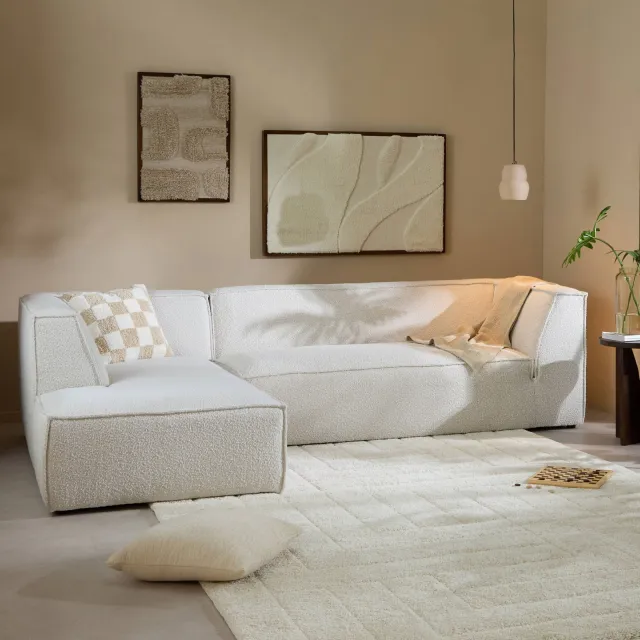 NOUS Living hoekbank Newton hoek links - crème Crème bouclé