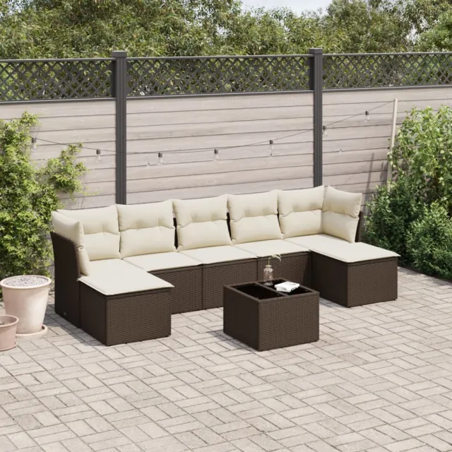 vidaXL 8-delige Loungeset met kussens poly rattan bruin, foto 2