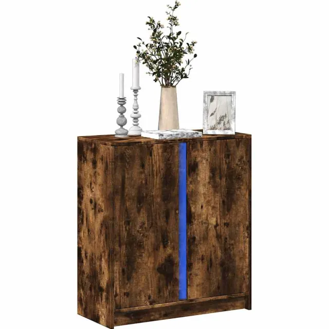 vidaXL Dressoir met LED 77x34x85 cm bewerkt hout gerookt eikenkleurig Bruin