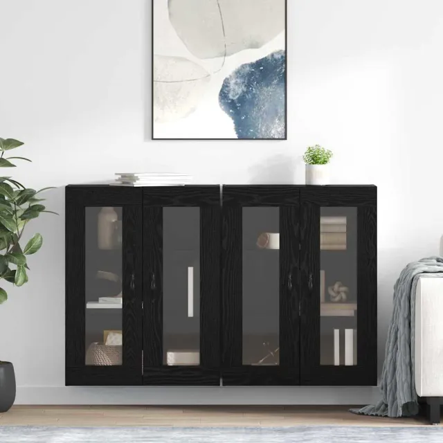 vidaXL Wandkasten 2 st Zwart Eiken 69,5 x 34 x 90 cm Bewerkt hout, foto 2
