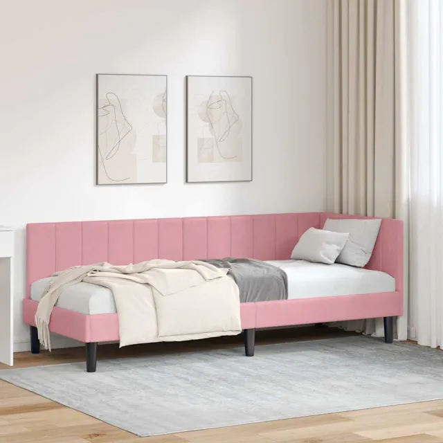 vidaXL Hoekbedframe Roze 80 x 200 cm fluweel