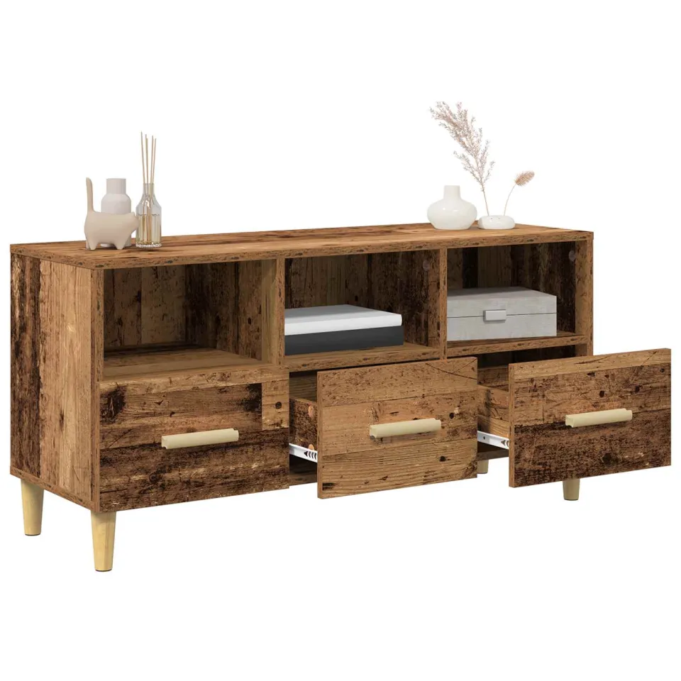 vidaXL TV-kast 102 x 36 x 50 cm Oudhout Bewerkt hout bruin, foto 4