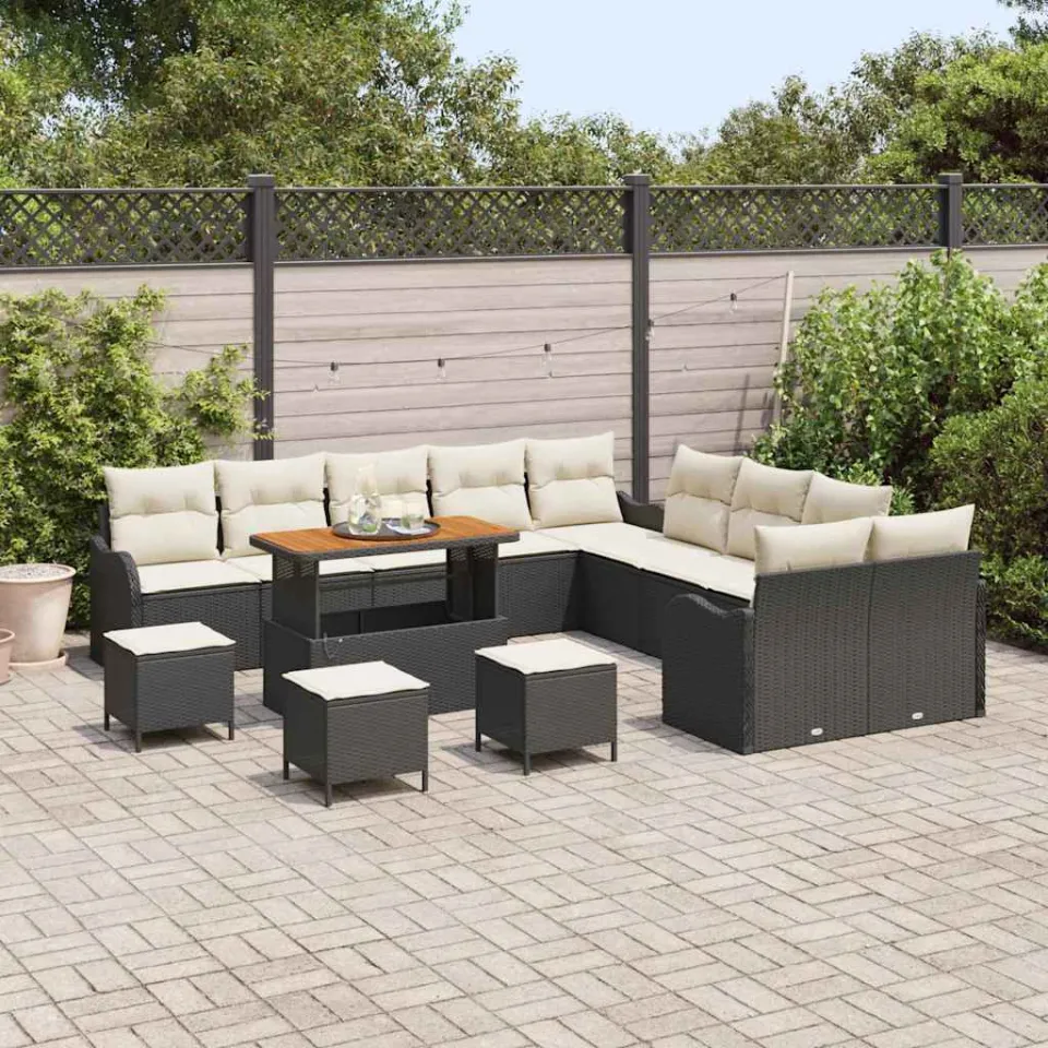 vidaXL Tuin Sofa Set 14 st Zwart poly rattan, foto 2