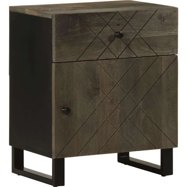 vidaXL Nachtkastje 50x33x60 cm massief mangohout zwart