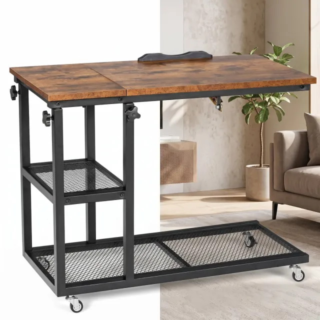 GranMaison Laptoptafel op Wielen - Bedtafeltje - Bijzettafel - Bruin