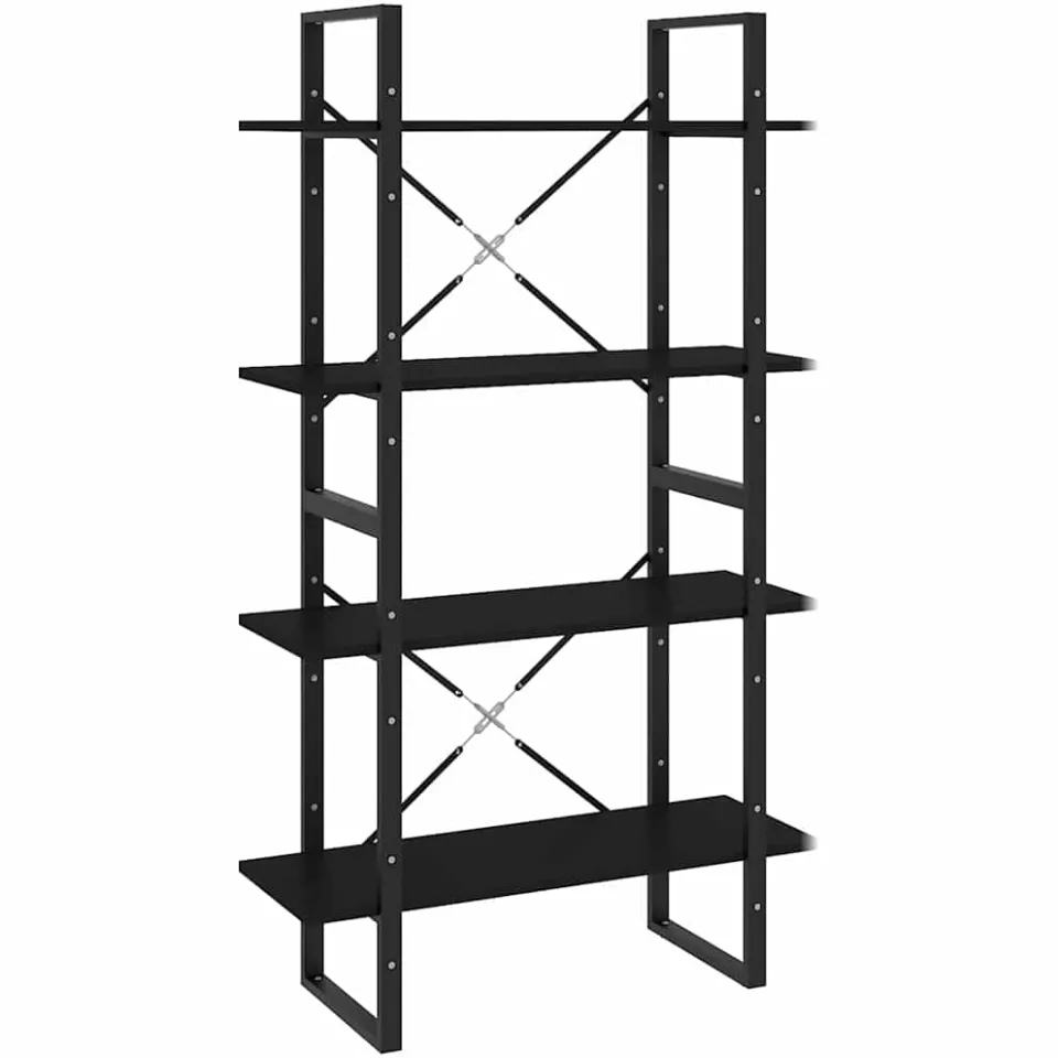 vidaXL Boekenkast met 4 schappen 80x30x140 cm bewerkt hout zwart