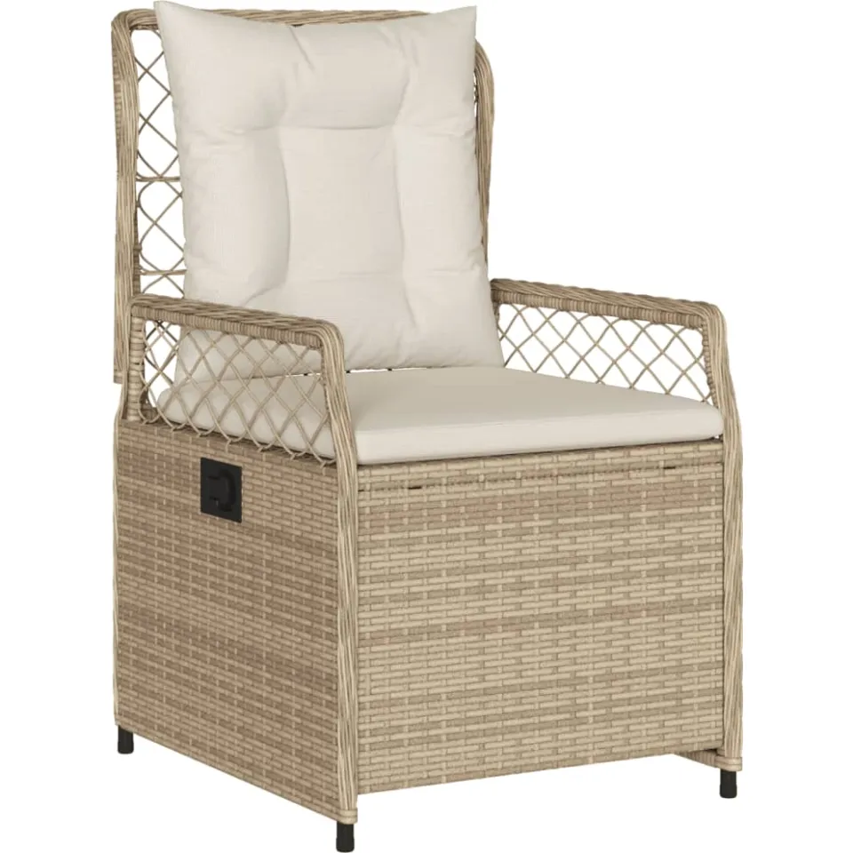 vidaXL 7-delige Tuinset met kussens poly rattan beige