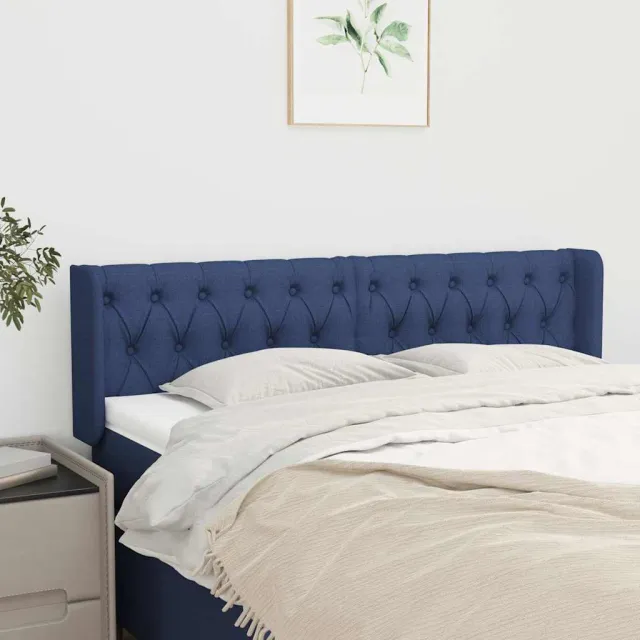 vidaXL Hoofdbord met randen 163x16x78/88 cm stof blauw