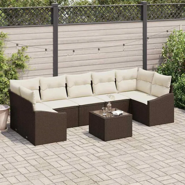 vidaXL Bankstel 8 st Bruin en Crème poly rattan