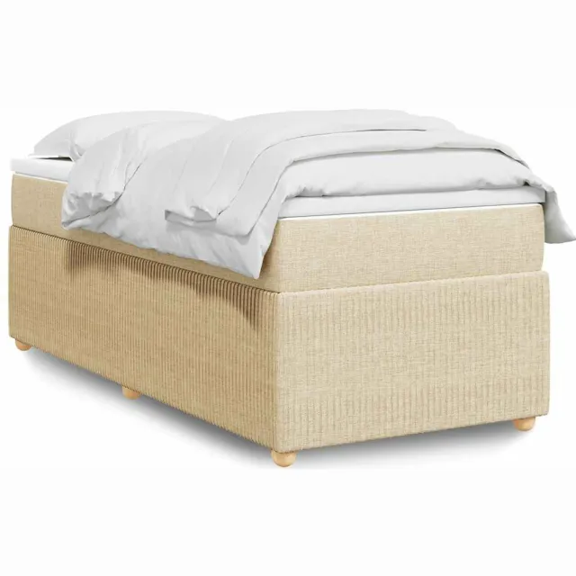 vidaXL Boxspring met matras stof crèmekleurig 90x200 cm