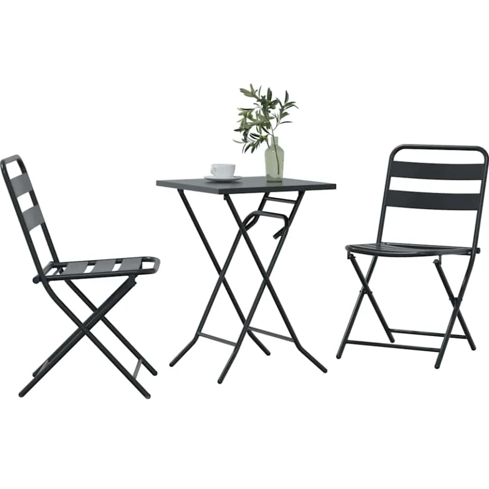 vidaXL Tuin Bistro Set 3 st Antraciet Staal Anthraciet