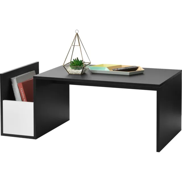 en.casa Salontafel Bollnas met opbergvak 90x45x35 cm zwart en wit