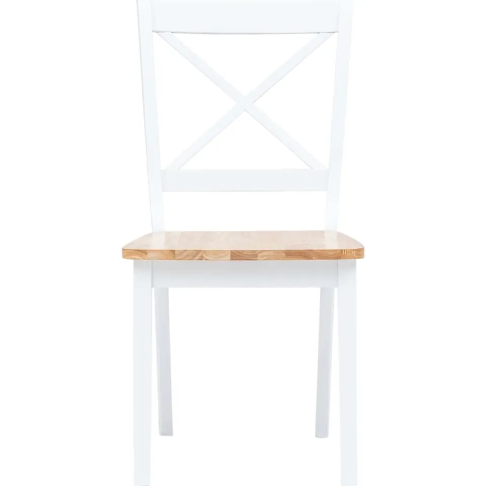vidaXL Eetkamerstoelen 2 st massief rubberwood naturel en wit, foto 3