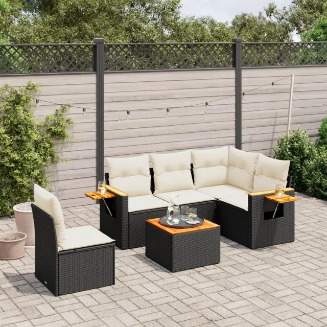 vidaXL Patio Sofa Set 6-zits Black and Cream, foto 2