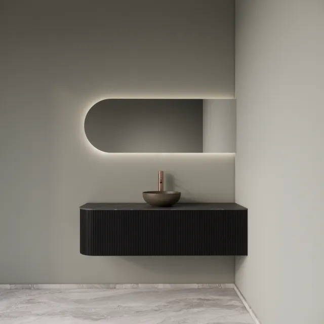 Gliss Design Badkamermeubelset Gliss Design Alluro 140 cm Rechts Black Veneer Zwart