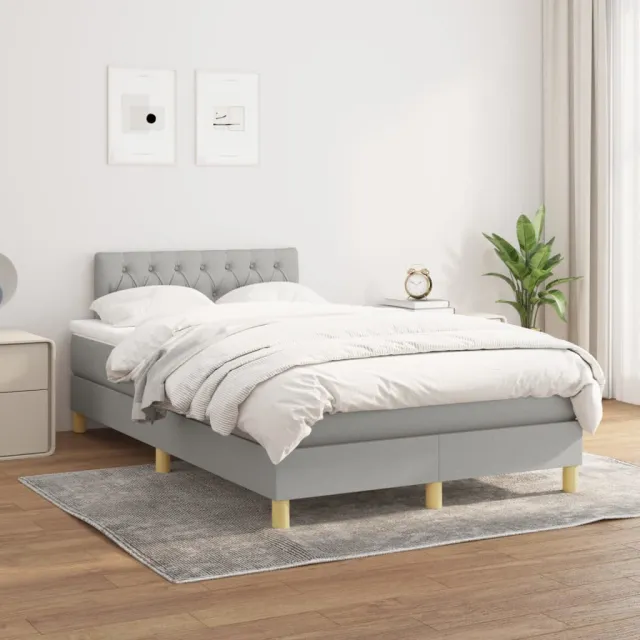vidaXL Boxspring met matras stof lichtgrijs 120x200 cm grijs