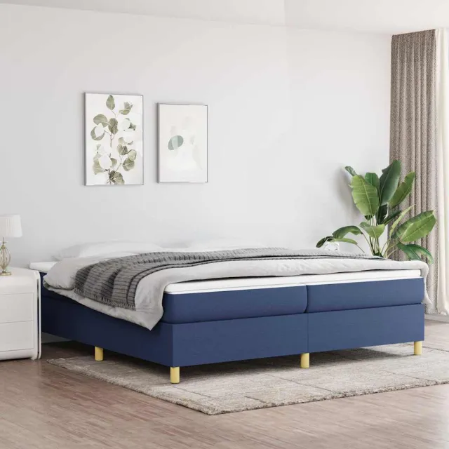 vidaXL Boxspring met matras stof blauw 200x200 cm