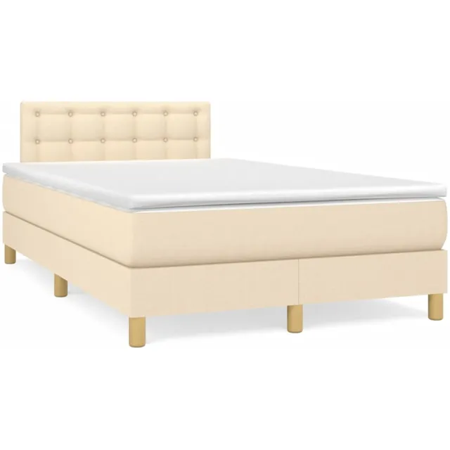 vidaXL Boxspring met matras stof crèmekleurig 120x190 cm