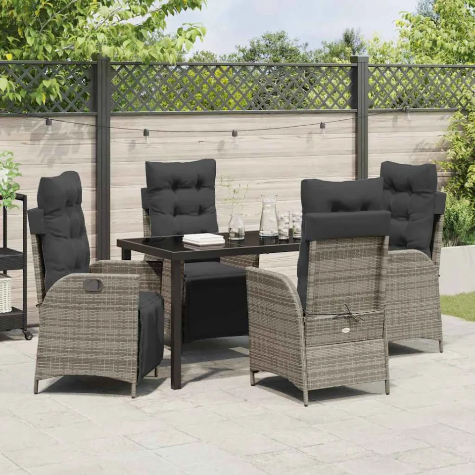 vidaXL Tuin eettafelset 5 st Grijs poly rattan, foto 3