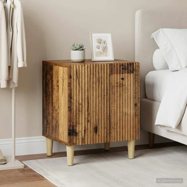 vidaXL Nachtkastje 2 st Oud hout 43 x 34,5 x 50 cm Bewerkt hout bruin, foto 2