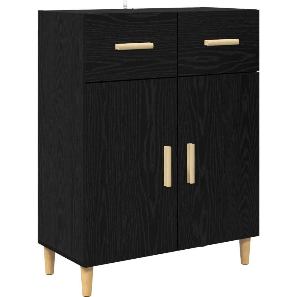 vidaXL Dressoir Zwart eiken 34 x 69.5 x 89 cm Bewerkt hout, foto 3