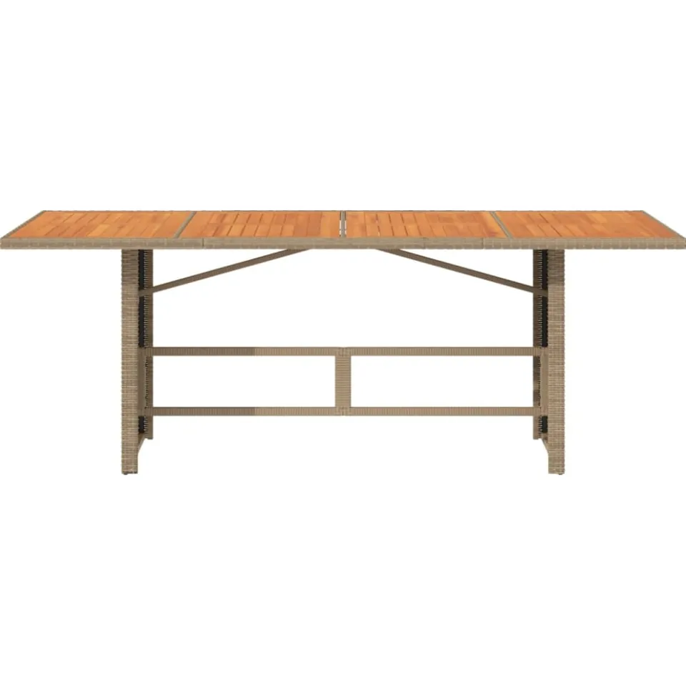 vidaXL Tuintafel met acaciahouten blad 190x80x74 cm poly rattan beige, foto 4