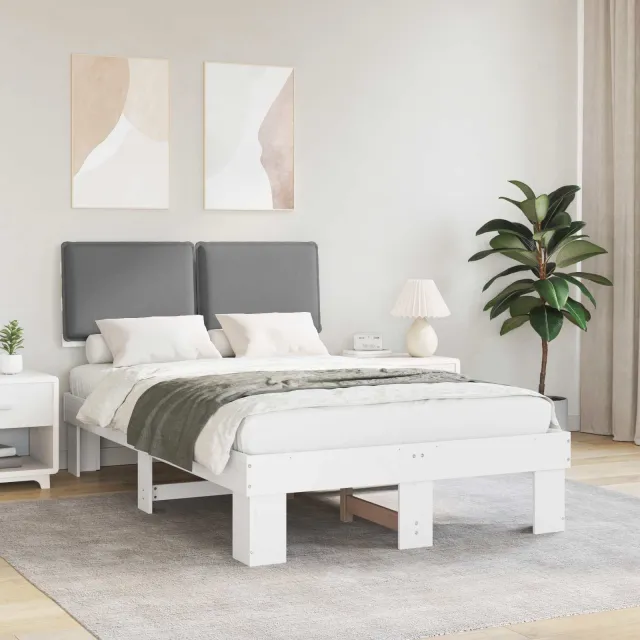 vidaXL Bedframe met Gevoerd Hoofdgedeelte Lichtgrijs 120 x 200 cm