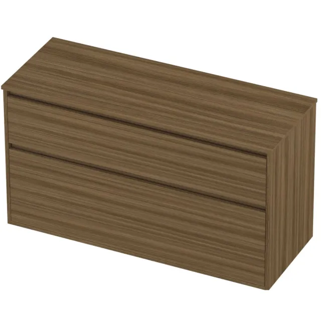 Proline Deck Badmeubelset Greeploos Asymmetrisch Kader 2 Laden 120x46x67 cm Caramel Walnut Houtlook