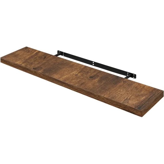 BukkitBow Zwevende Wandplank - 10 kg Laadvermogen - Diverse Maten van 25-120cm - Muur Montage - Rustiek Bruin Hout - 110cm Vintage