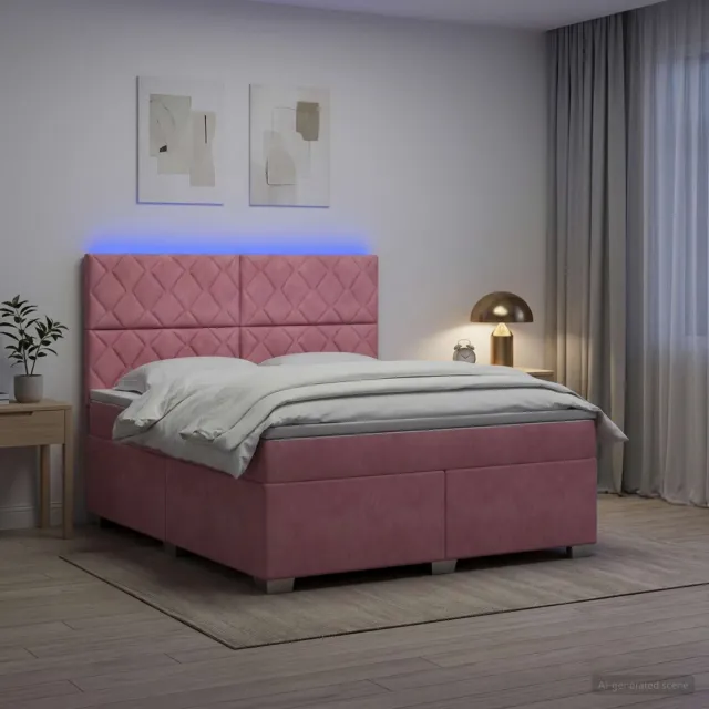 vidaXL Boxspringbed met matras Roze 140 x 200 cm Fluweel