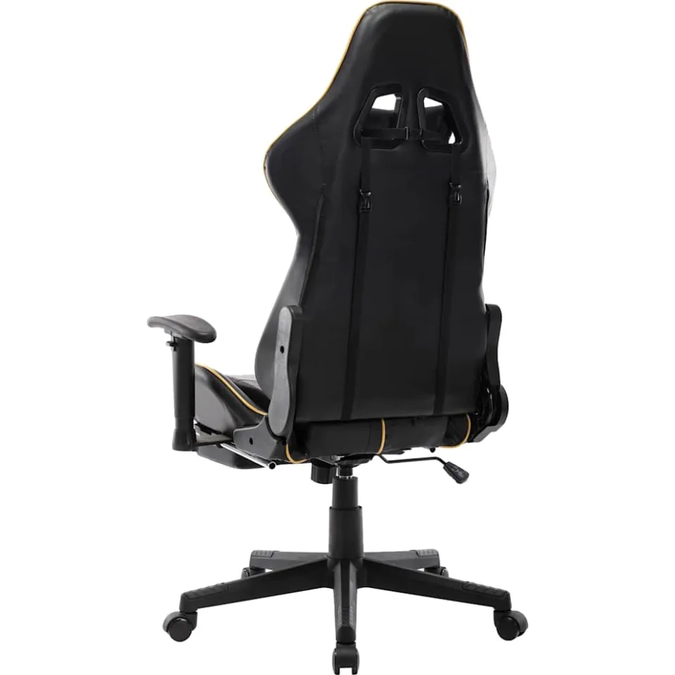 vidaXL Gamestoel met voetensteun kunstleer zwart en goudkleurig, foto 2