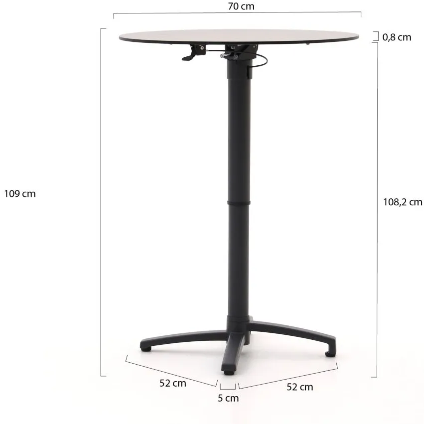 Bellagio tuinmeubelen Bellagio Canzo klaptafel ø80 (h:73/109cm) verstelbaar grijs, foto 3