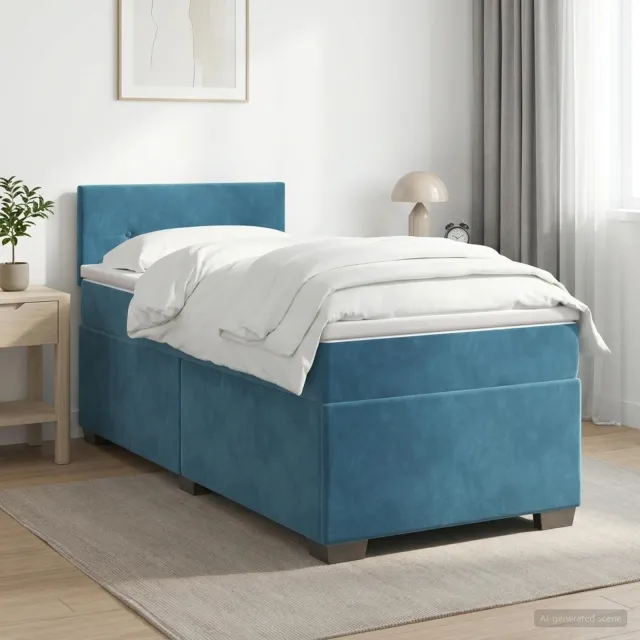 vidaXL Boxspringbed met matras Donkerblauw 90 x 200 cm Fluweel