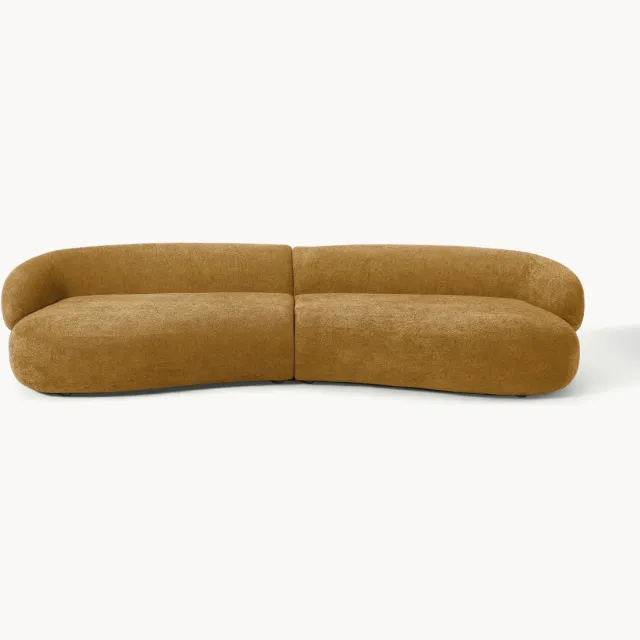 Westwing Collection Bank Alba (4-zits) uit teddy-bouclé Geel
