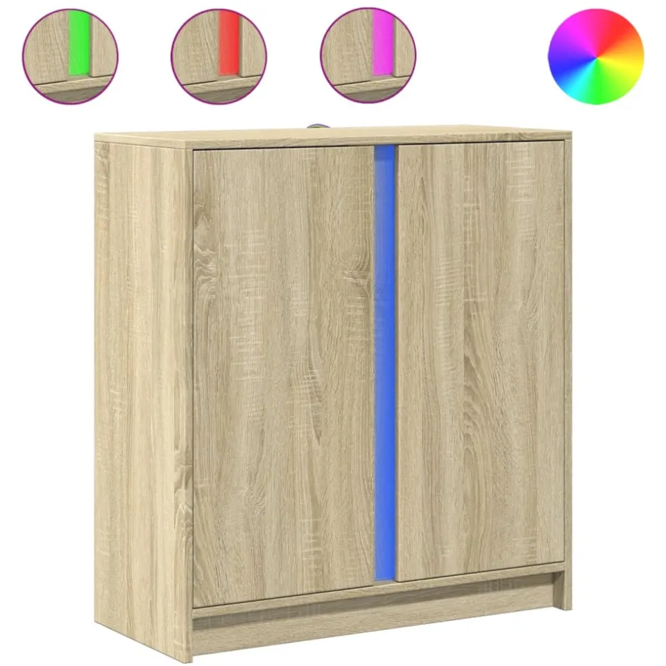 vidaXL Dressoir met LED 77x34x85 cm bewerkt hout sonoma eikenkleurig, foto 3