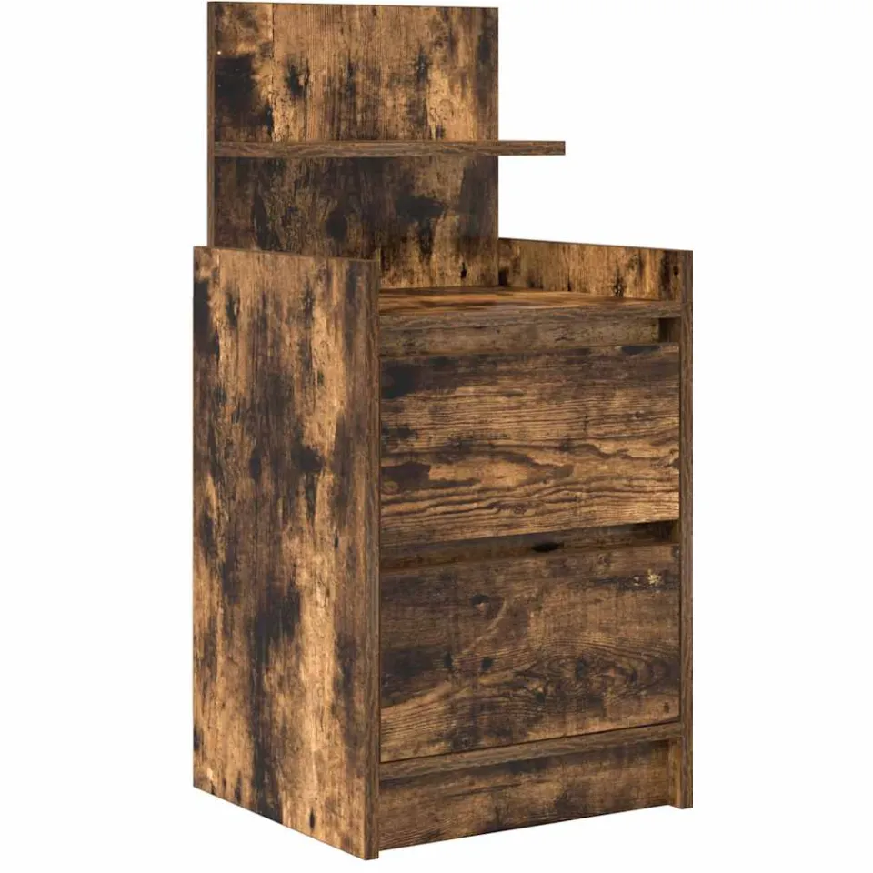 vidaXL Nachtkastje met 2 lades 38x34x80 cm gerookt eikenkleurig Bruin