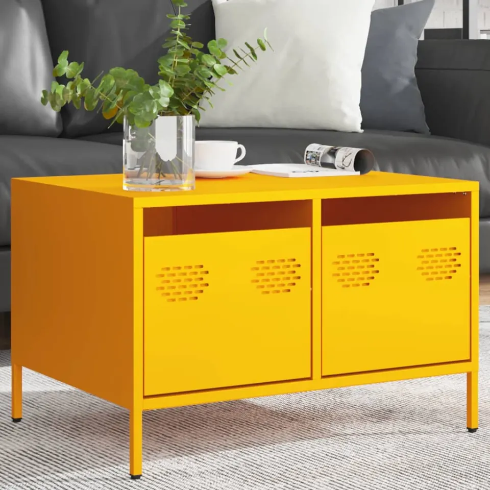 vidaXL Tv-meubel 68x50x43,5 cm koudgewalst staal mosterdgeel, foto 2
