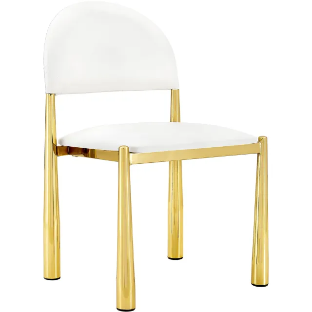 MUVANO Witte eetkamerstoelen set van 2 - Keukenstoelen - PU-kunstleer met schuimvulling - Halfronde rugleuning - Metalen poten - 80 cm hoog - Eetkamer