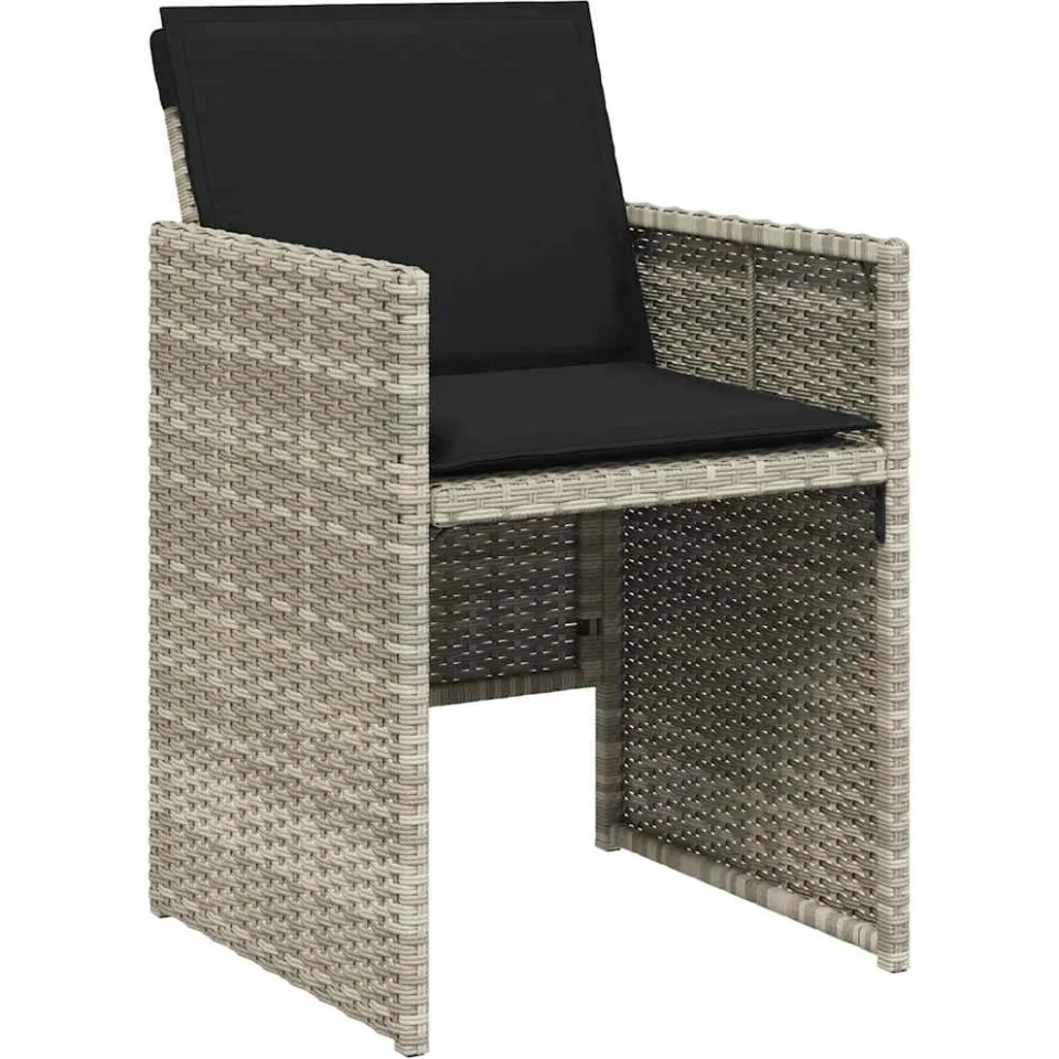 vidaXL 9-delige Tuinset met kussens poly rattan lichtgrijs grijs, foto 4