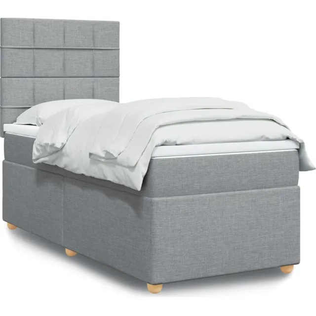 vidaXL Boxspring met matras stof lichtgrijs 100x200 cm grijs