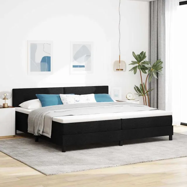vidaXL Boxspring bed met LED-stripverlichting Zwart 200 x 200 cm Stof