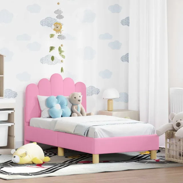 vidaXL Peuterbedframe met hoofdbord Jeans Blauw 70 x 140 cm Stof