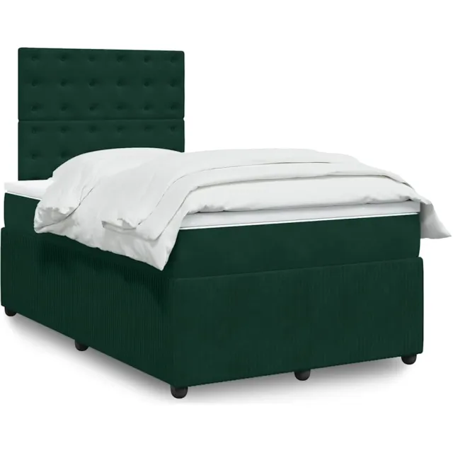 vidaXL Boxspring met matras fluweel donkergroen 120x200 cm