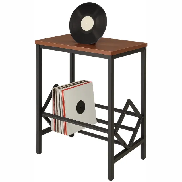 Lomera Bijzettafel Met Lp Rek - Platenstandaard - Metaal En Mdf - Industriële Stijl - Stelpootjes - Multifunctioneel Design - Overzichtelijke Opslag nvt