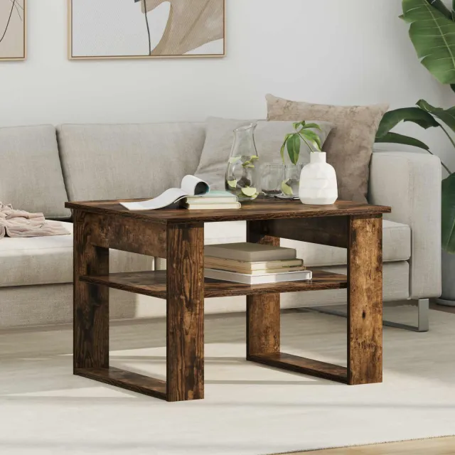 vidaXL Salontafel Gerookt eiken 64 x 54 x 44 cm Bewerkt hout Bruin