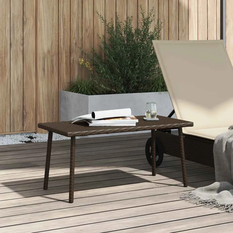 vidaXL Tuin salontafel rechthoekig 80x40x37 cm poly rattan bruin, foto 3