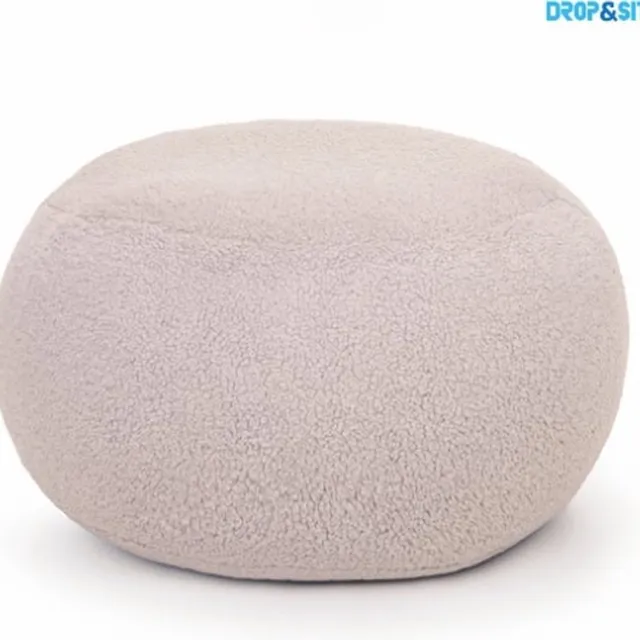 Drop & Sit Poef - Teddy - Beige - Ø 50 cm