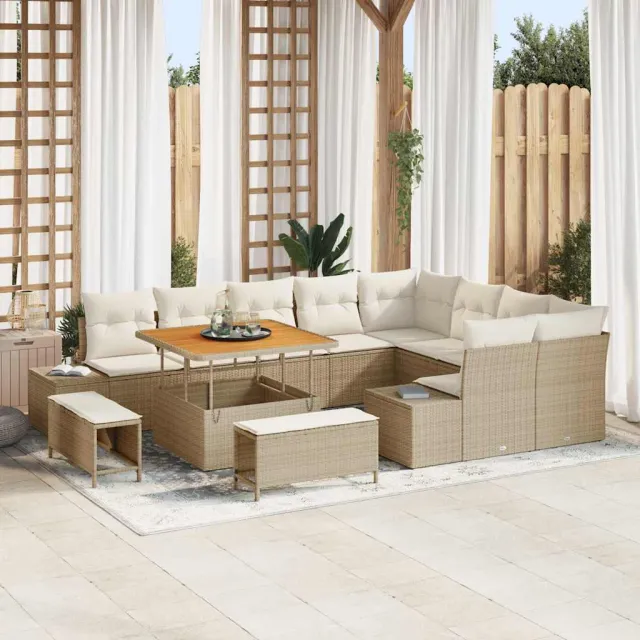 vidaXL Tuinbankenset 12 st Beige poly rattan